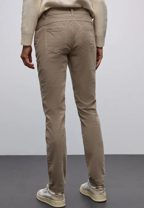 Pantalon en velours côtelé, coupe décontractée flowing beige