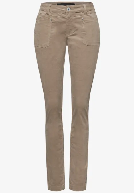 Pantalon en velours côtelé, coupe décontractée flowing beige