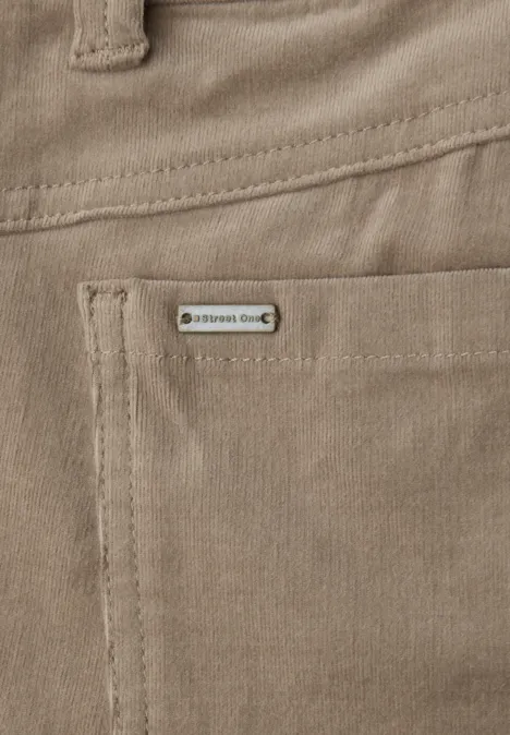 Pantalon en velours côtelé, coupe décontractée flowing beige