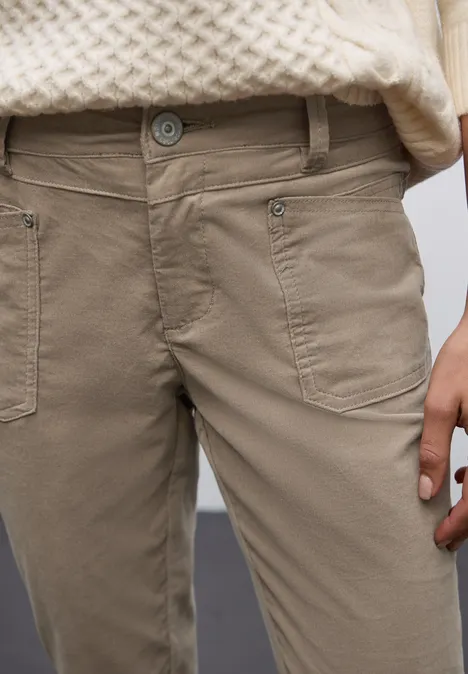 Pantalon en velours côtelé, coupe décontractée flowing beige