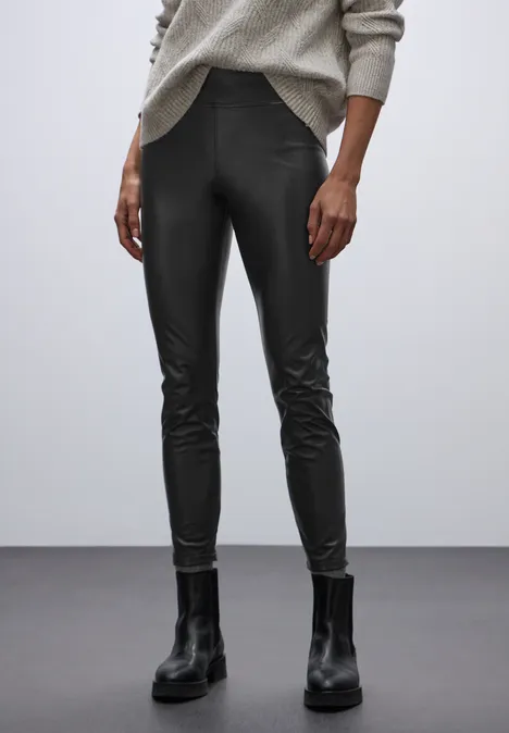 Leder Look Leggings Black