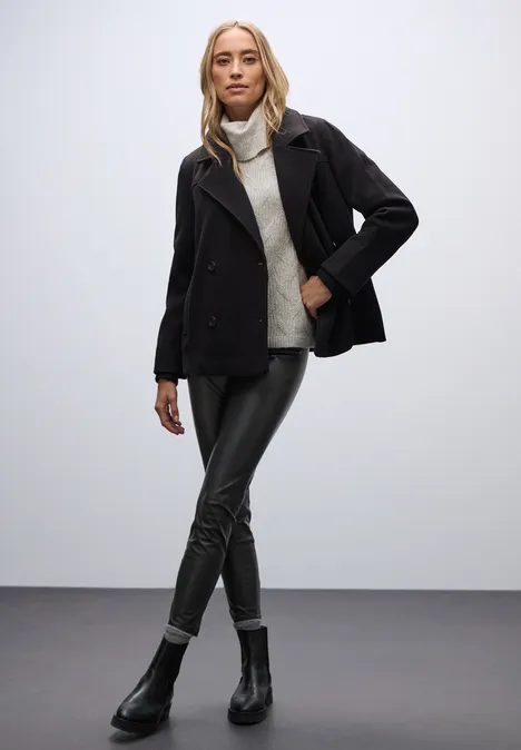 Leder Look Leggings Black