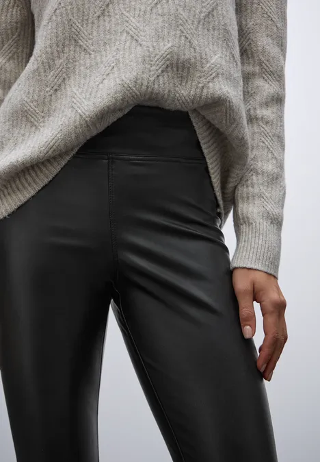 Leder Look Leggings Black