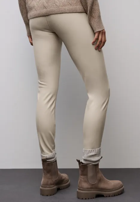 Leder Look Leggings dark moonstone sand