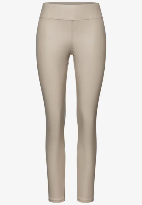 Leder Look Leggings dark moonstone sand