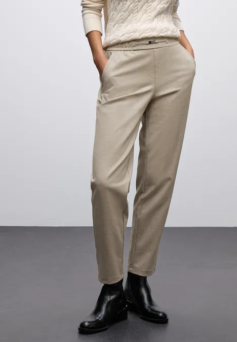 Gemêleerde broek met detail sanded beige mel.