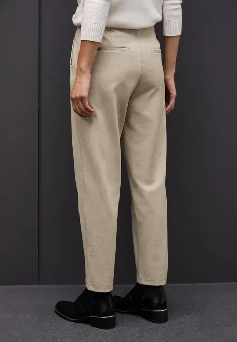 Gemêleerde broek met detail sanded beige mel.