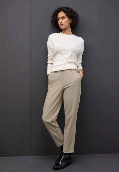 Gemêleerde broek met detail sanded beige mel.