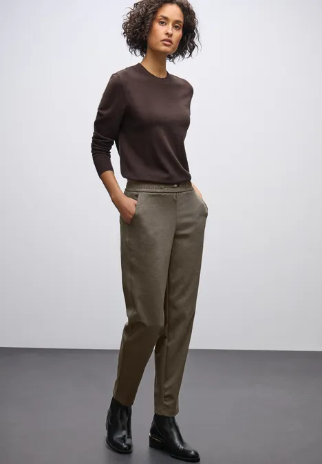 Melange Hose mit Detail darkest brown mel.