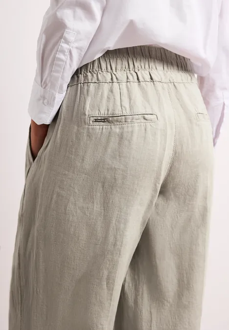 Wide Leg Hose im Loose Fit aus Leinen timeless beige