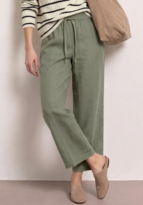 Wide Leg Hose im Loose Fit aus Leinen bound green Wide Leg Hose im Loose Fit aus Leinen bound green