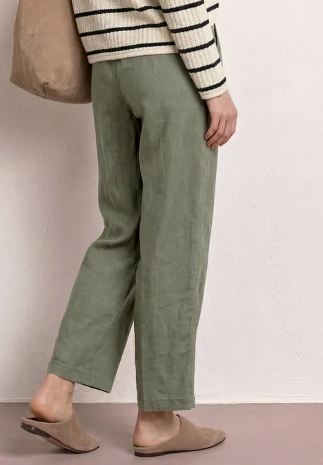 Wide Leg Hose im Loose Fit aus Leinen bound green Wide Leg Hose im Loose Fit aus Leinen bound green