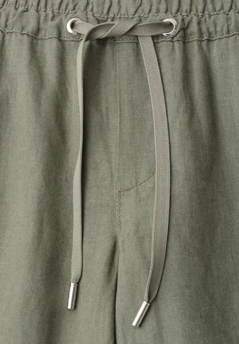 Wide Leg Hose im Loose Fit aus Leinen bound green Wide Leg Hose im Loose Fit aus Leinen bound green