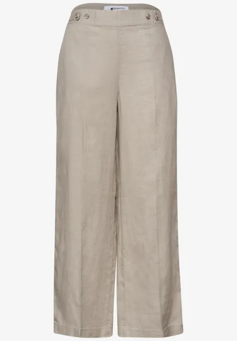 High Waist linnen broek met Wide Legs timeless beige