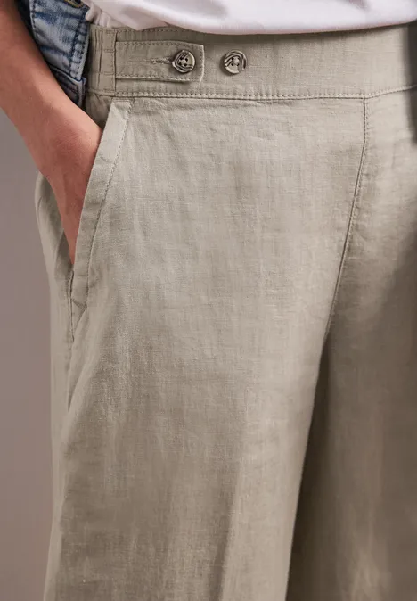 High Waist linnen broek met Wide Legs timeless beige
