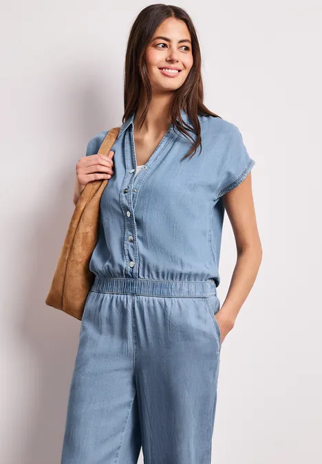 Wide Leg Jumpsuit im Washed-Look Light Blue soft wash Wide Leg Jumpsuit im Washed-Look Light Blue soft wash