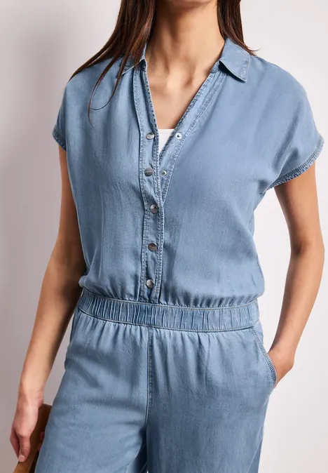 Wide Leg Jumpsuit im Washed-Look Light Blue soft wash Wide Leg Jumpsuit im Washed-Look Light Blue soft wash