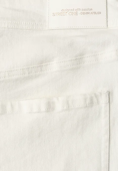 Flared Leg Jeans mit Ziersaum Ecru Washed