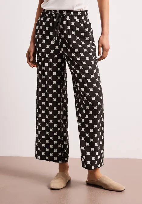 High Waist broek met Wide Legs en print soft beige High Waist broek met Wide Legs en print soft beige