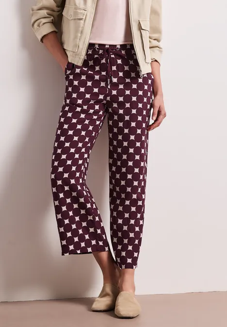 High Waist broek met Wide Legs en print rustic rouge High Waist broek met Wide Legs en print rustic rouge