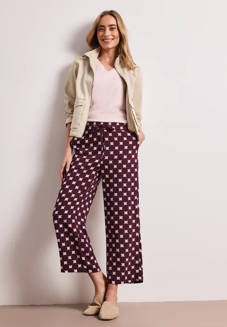 High Waist broek met Wide Legs en print rustic rouge High Waist broek met Wide Legs en print rustic rouge