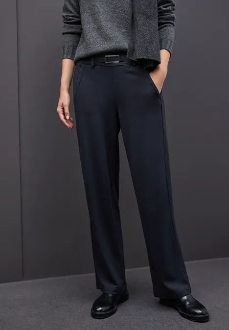 Broek met rechte pijpen en details deep blue