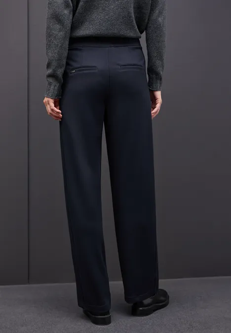 Broek met rechte pijpen en details deep blue