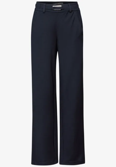 Broek met rechte pijpen en details deep blue