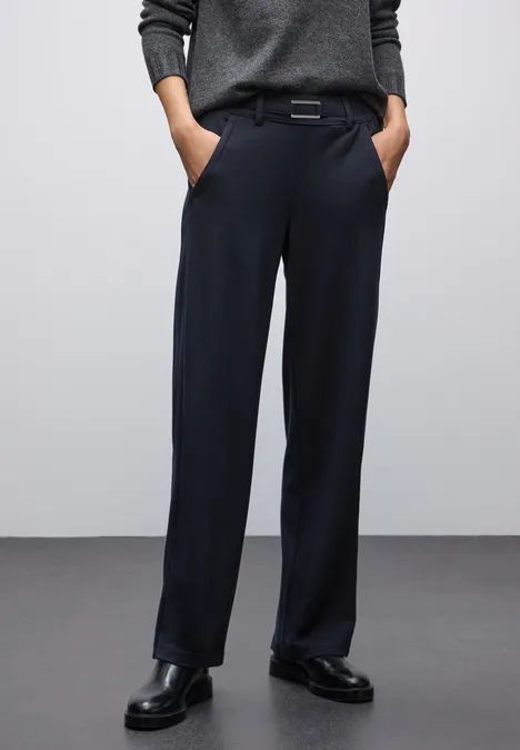 Broek met rechte pijpen en details deep blue