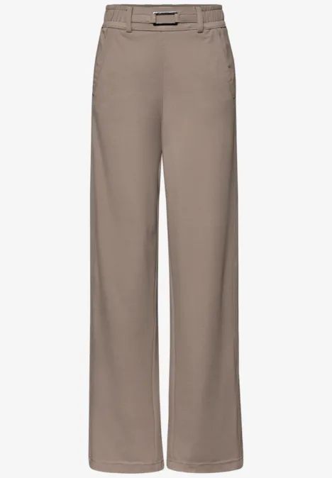 Broek met rechte pijpen en details bark brown