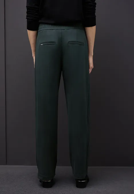 Broek met rechte pijpen en details evernight green