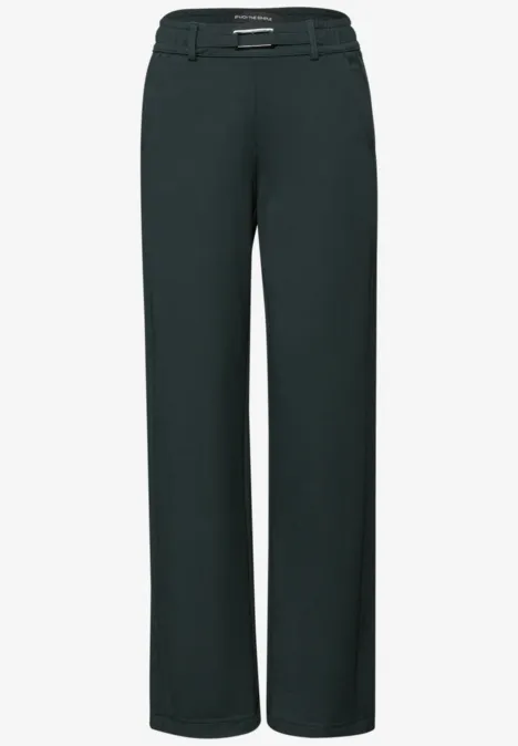 Broek met rechte pijpen en details evernight green