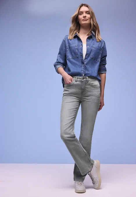 Bootcut Jeans Light Grey Washed