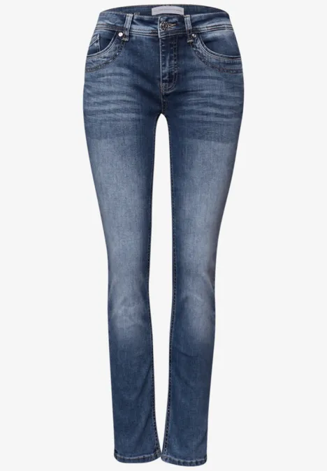 Slim Leg Jeans mid blue random washed