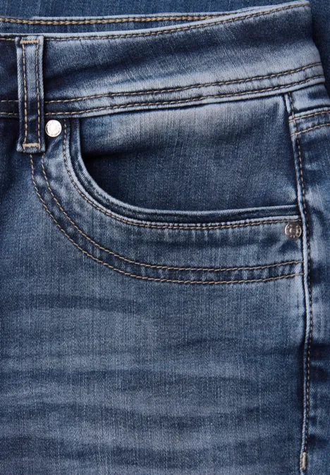 Slim Leg Jeans mid blue random washed