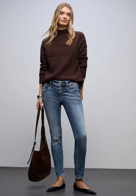 Jeans met smalle pijpen mid blue random washed