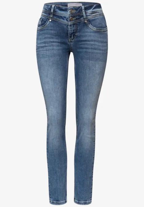 Jeans met smalle pijpen mid blue random washed