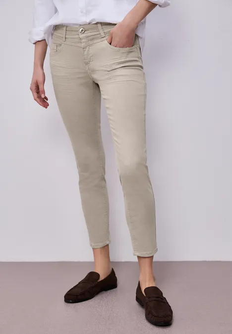 Mid Waist Slim Legs jeans in casual fit Beige Washed