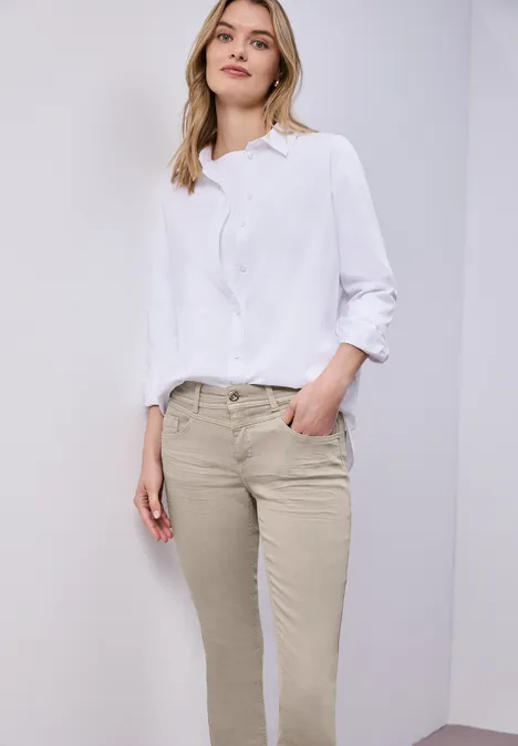 Mid Waist Slim Legs jeans in casual fit Beige Washed