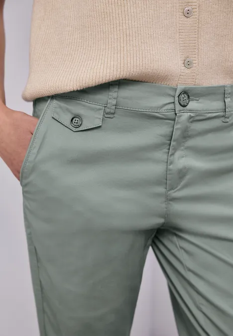 Chino im Casual Fit in softer Qualität dark mint green