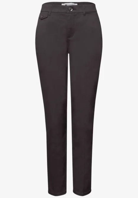 Casual fit chino's in een zachte stof deep earth