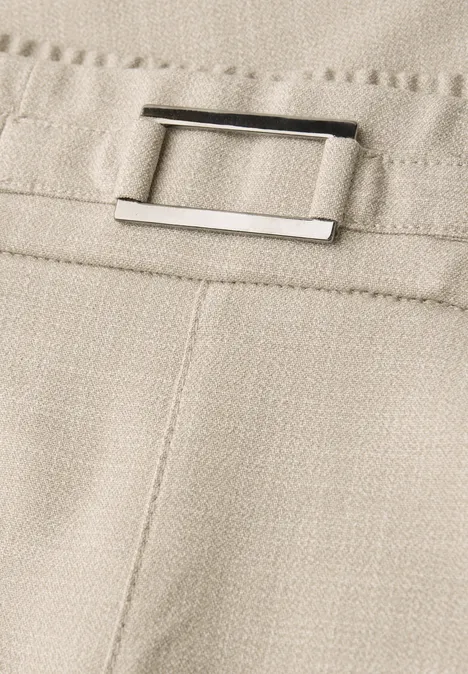 Mid Waist Slim Legs broek met gesp cobble stone