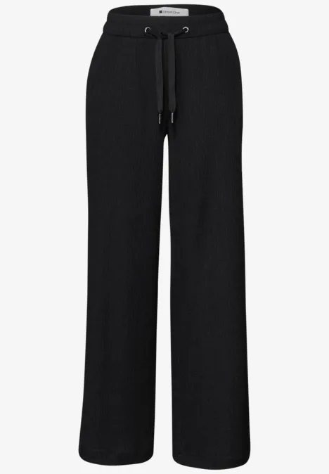 High Waist broek met wijde pijpen in casual pasvorm Black