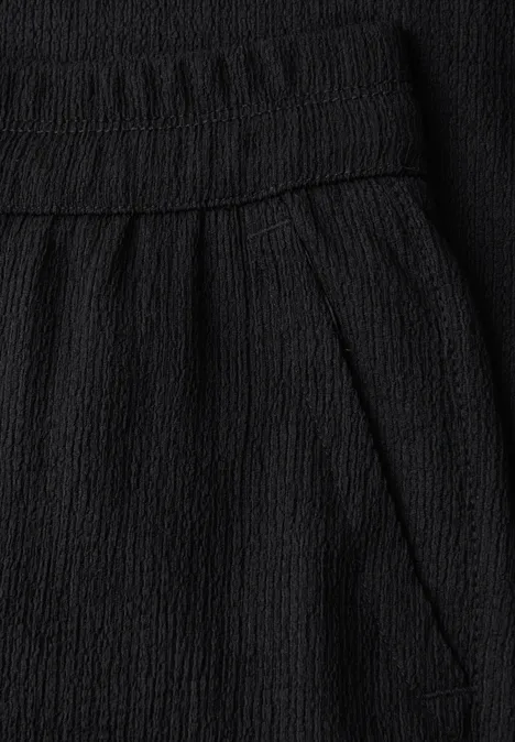 High Waist broek met wijde pijpen in casual pasvorm Black