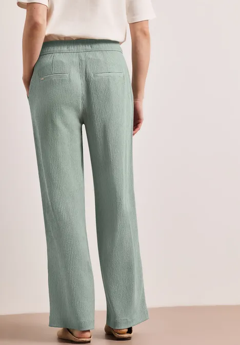 High Waist broek met wijde pijpen in casual pasvorm dark mint green