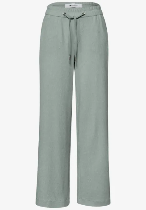 High Waist broek met wijde pijpen in casual pasvorm dark mint green