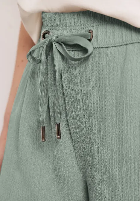 High Waist broek met wijde pijpen in casual pasvorm dark mint green