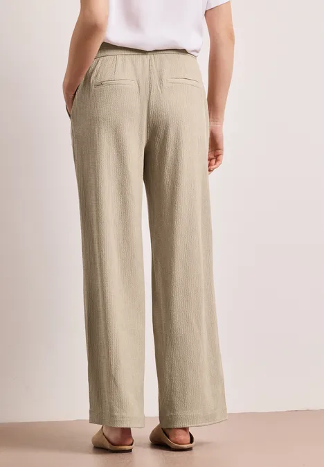 High Waist broek met wijde pijpen in casual pasvorm cobble stone