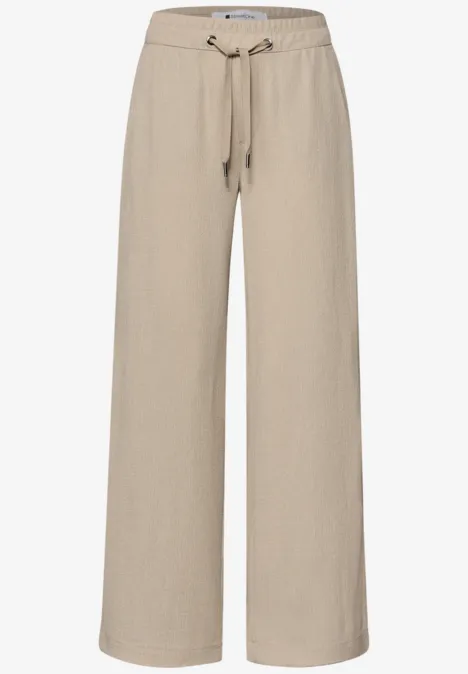 High Waist broek met wijde pijpen in casual pasvorm cobble stone