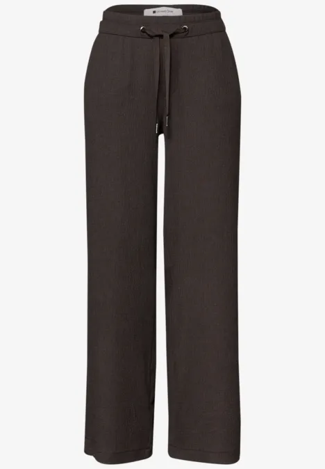 High Waist broek met wijde pijpen in casual pasvorm deep earth